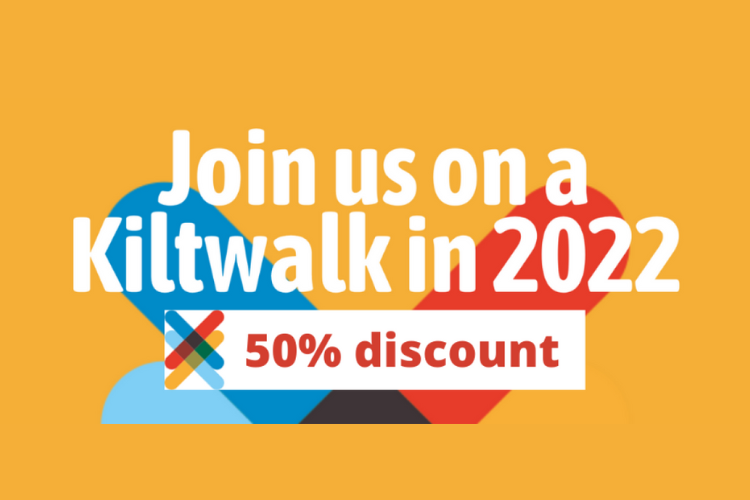 Kiltwalk 2022 logo with 50% discount