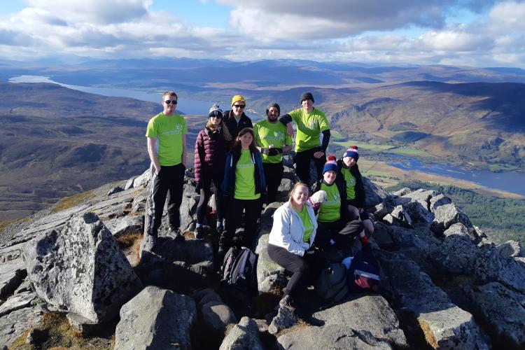 Fundraisers on a mountain