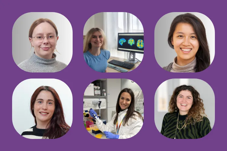 Collage of postdoc researchers. Top row: Sophie Hawkins, Beth York, Samantha Ho. Bottom row: Christine Farrugia, Laura Planas Serra, Georgia Andreopoulou