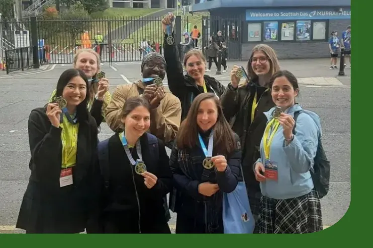 MS Imaging group completing the Edinburgh Kiltwalk (Christine pictured front row, far right; Francesca pictured back row far right)